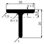 Profil T 20 x 20 x 3 mm válcovaný