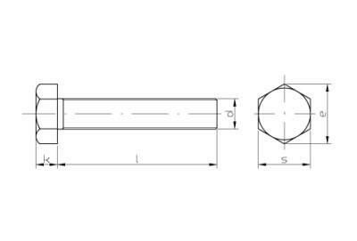 Šroub se šestihrannou hlavou a celým závitem DIN 933 – 8 × 16 mm ZB