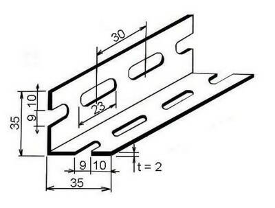 Profil L 35 x 35 x 2 mm děrovaný