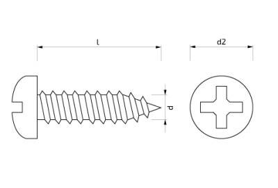 Šroub do plechu s půlkulatou hlavou 3,9 x 32 mm Zn