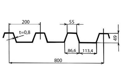 Plech VSŽ 11081 š. 80 cm d. 6 m tl. 0,8 mm v. 50 mm Zn