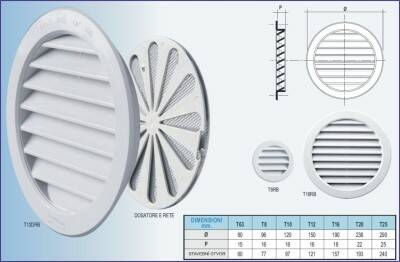 Mřížka ventilační kulatá se síťkou T8R bílá